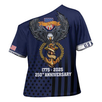 America 250th Anniversary Eagle Cross Shoulder Shirt Patriotic USA Flag - Wonder Print Shop
