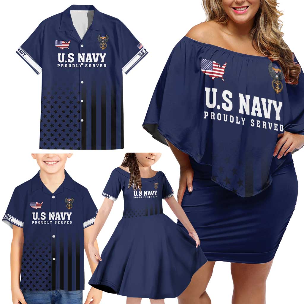 America 250th Anniversary Eagle Family Matching Off Shoulder Short Dress and Hawaiian Shirt Patriotic USA Flag - Wonder Print Shop