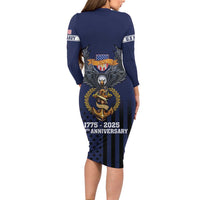 America 250th Anniversary Eagle Long Sleeve Bodycon Dress Patriotic USA Flag - Wonder Print Shop