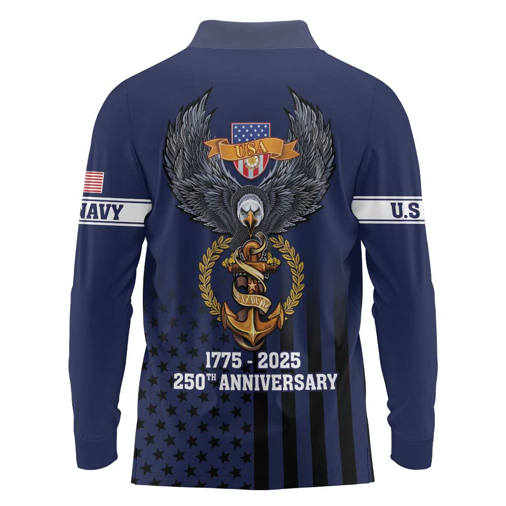 America 250th Anniversary Eagle Long Sleeve Polo Shirt Patriotic USA Flag - Wonder Print Shop