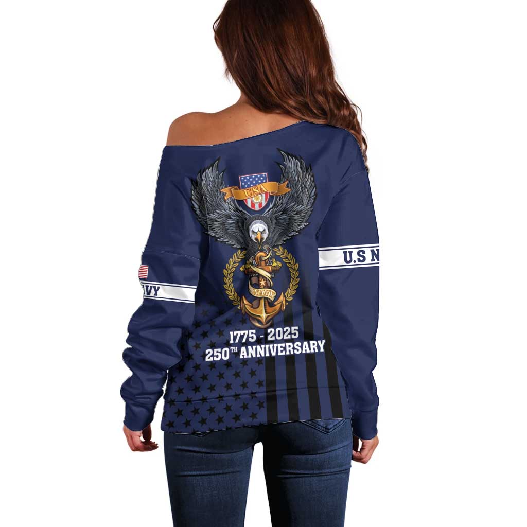 America 250th Anniversary Eagle Off Shoulder Sweater Patriotic USA Flag - Wonder Print Shop
