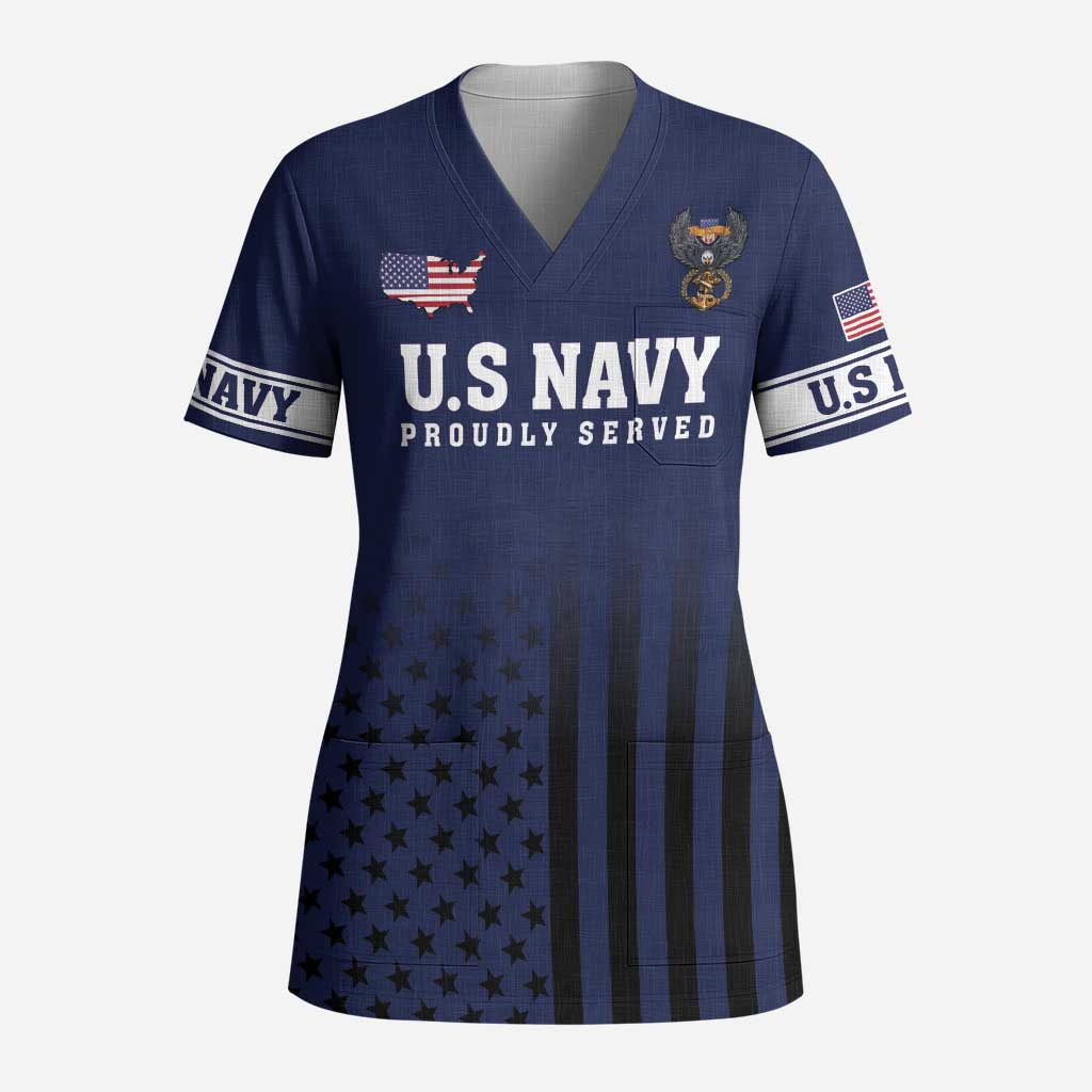 America 250th Anniversary Eagle Scrub Top Patriotic USA Flag - Wonder Print Shop