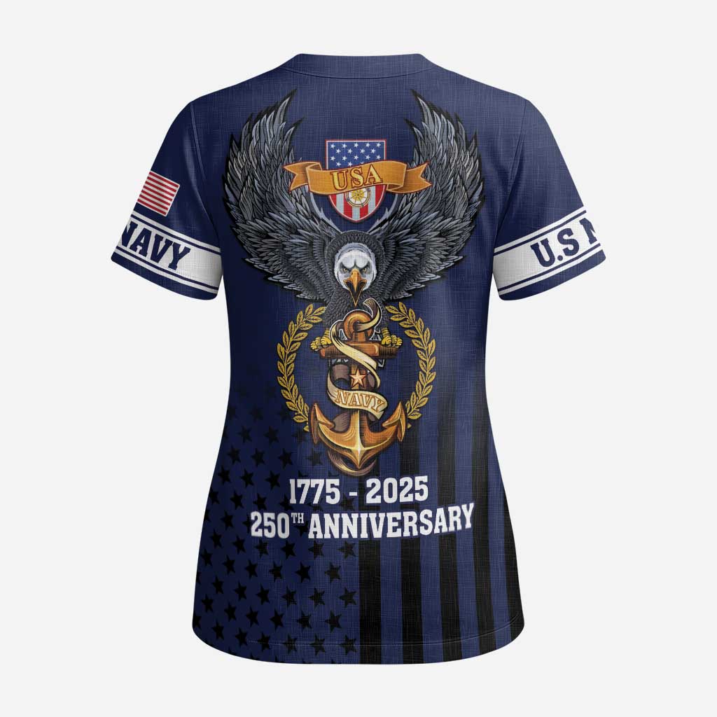 America 250th Anniversary Eagle Scrub Top Patriotic USA Flag - Wonder Print Shop