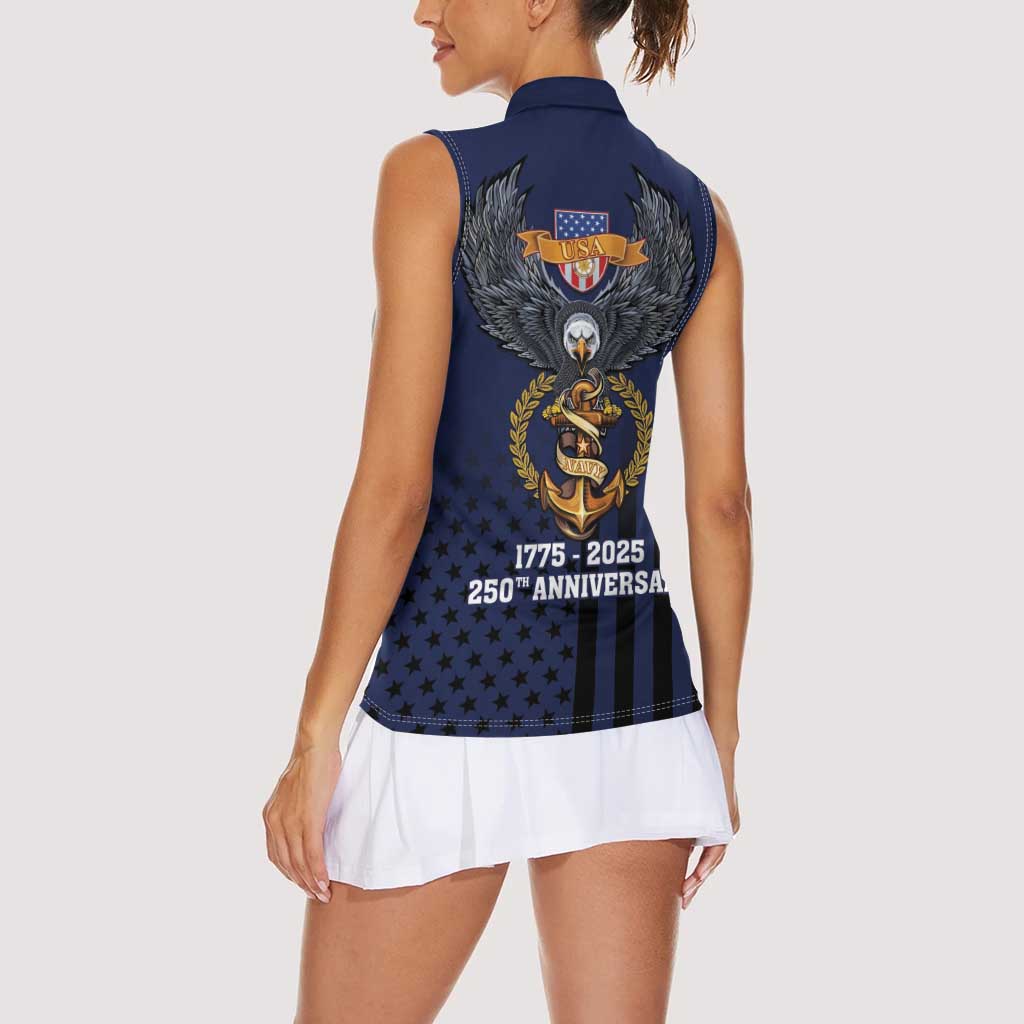 America 250th Anniversary Eagle Women Sleeveless Polo Shirt Patriotic USA Flag - Wonder Print Shop