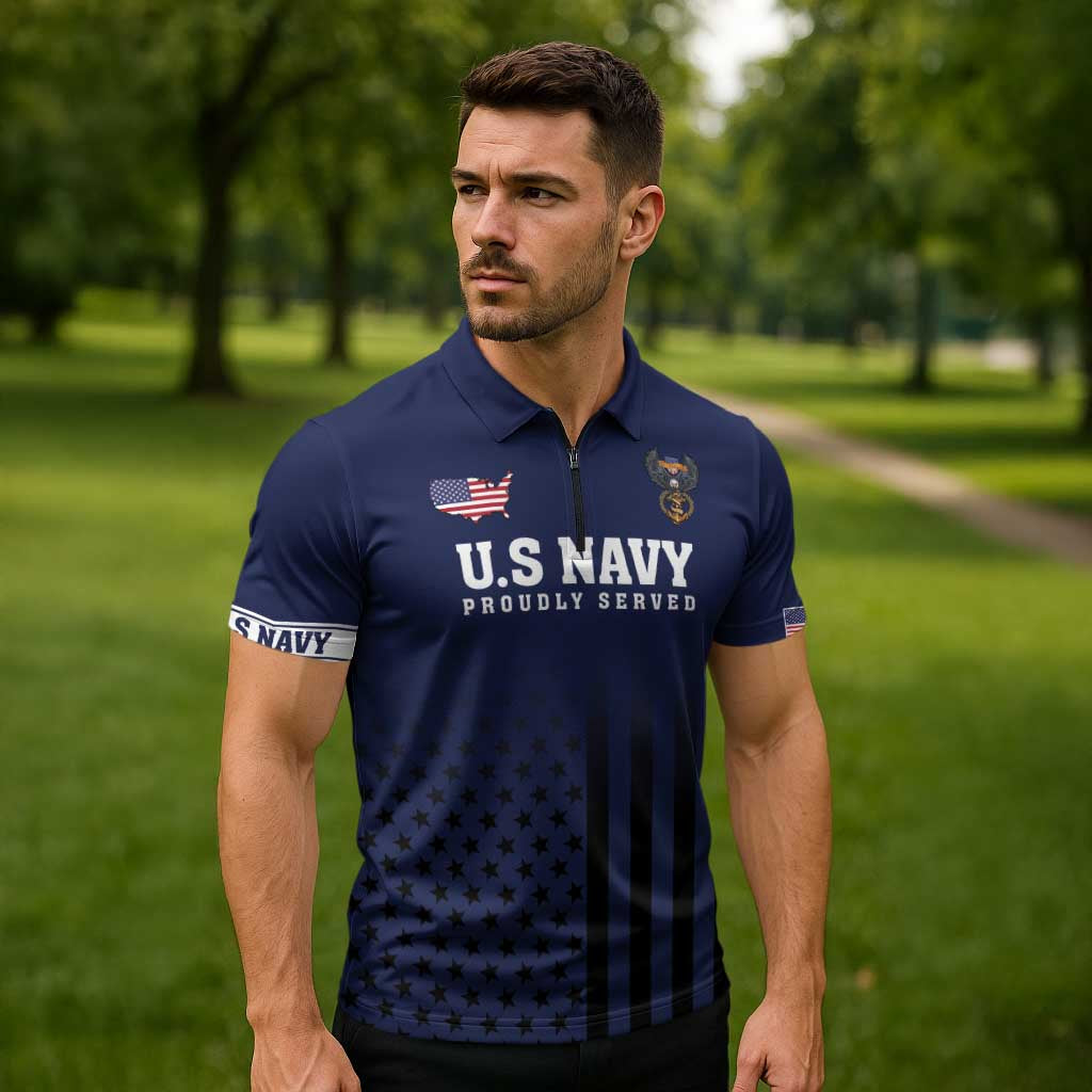 America 250th Anniversary Eagle Zipper Polo Shirt Patriotic USA Flag - Wonder Print Shop