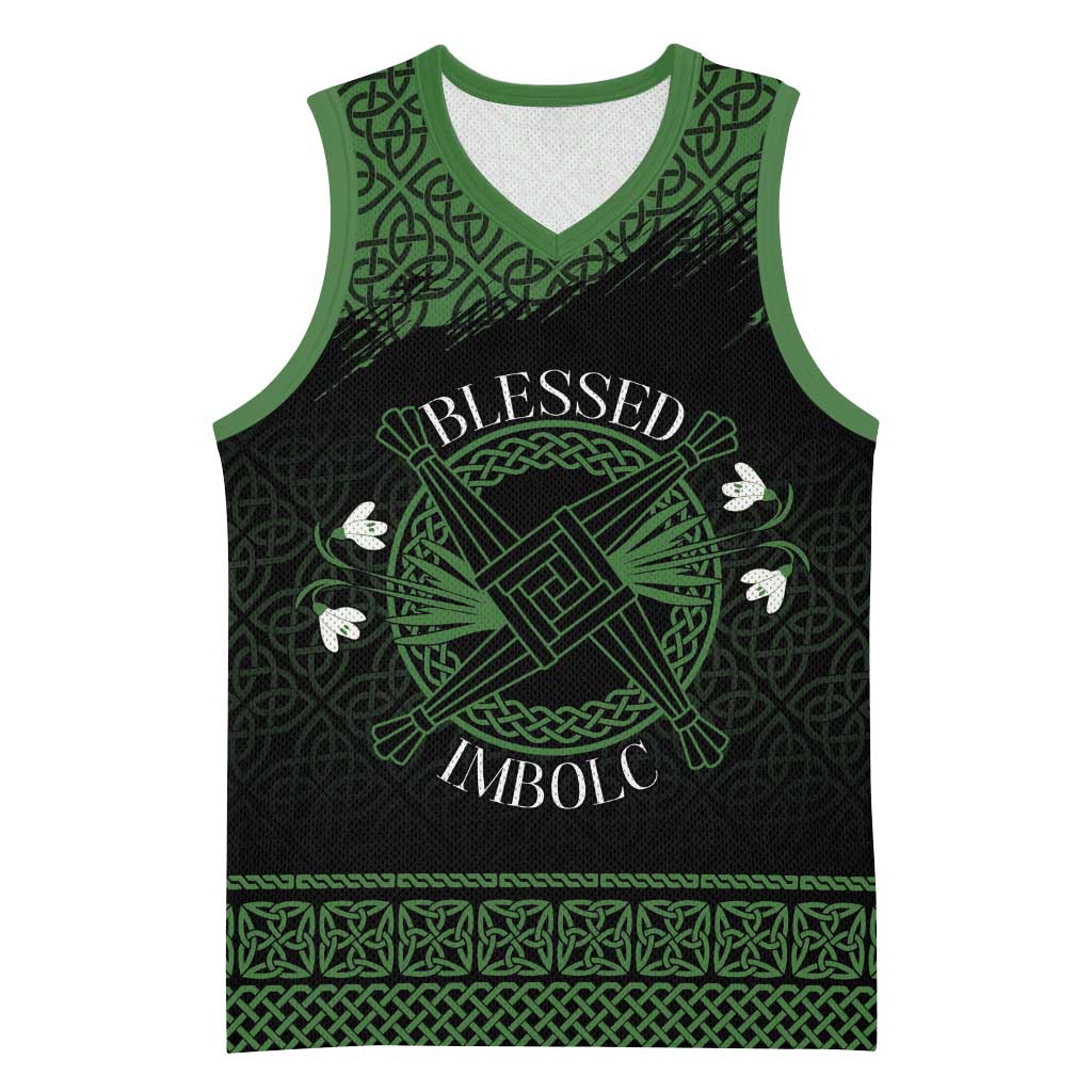 Personalized Imbolc Blessed Celtic Knot Basketball Jersey Brigids Cross Symbol - Wonder Print Shop