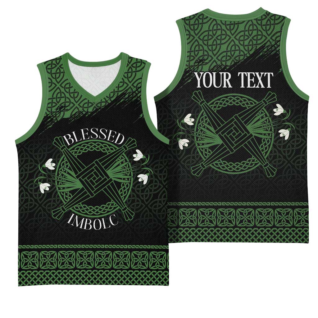 Personalized Imbolc Blessed Celtic Knot Basketball Jersey Brigids Cross Symbol - Wonder Print Shop