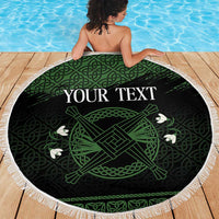 Personalized Imbolc Blessed Celtic Knot Beach Blanket Brigids Cross Symbol - Wonder Print Shop