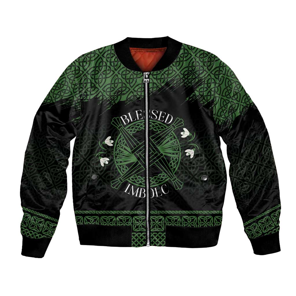 Personalized Imbolc Blessed Celtic Knot Bomber Jacket Brigids Cross Symbol - Wonder Print Shop