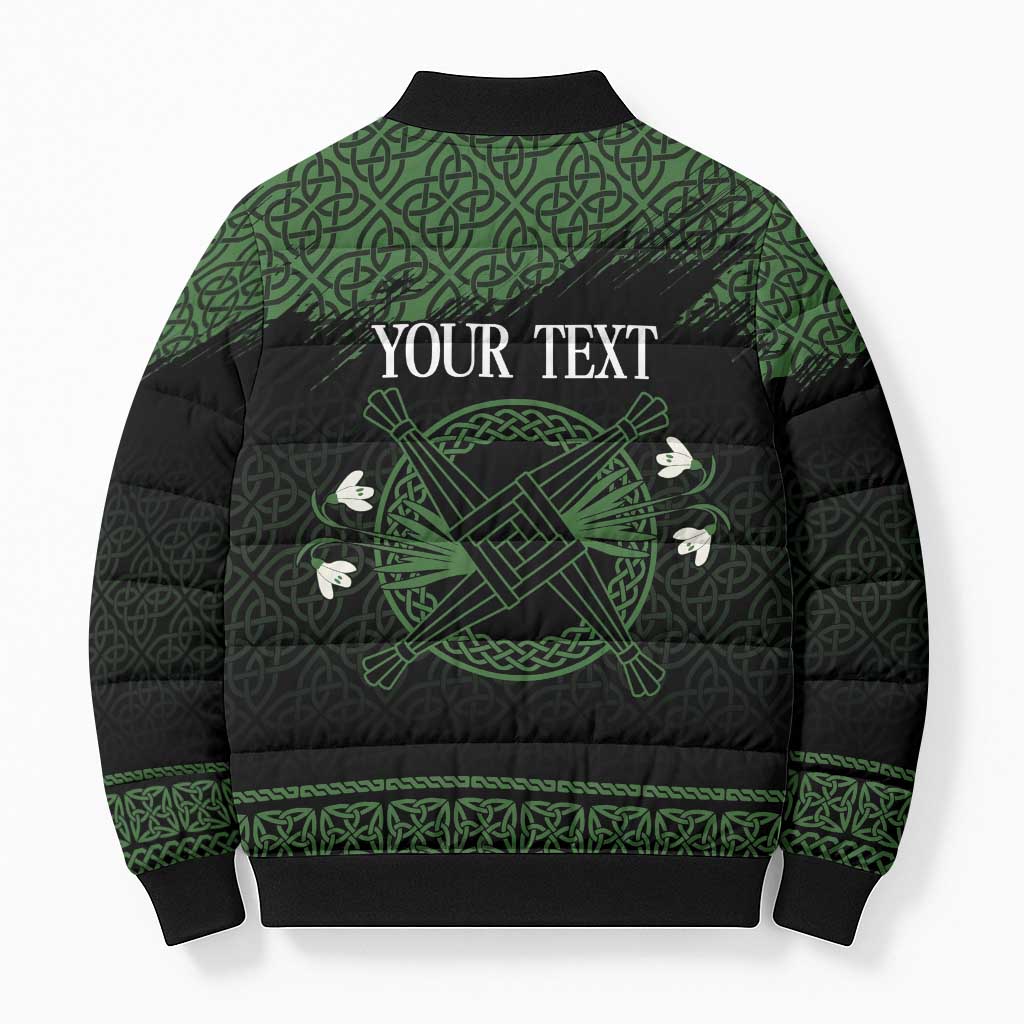 Personalized Imbolc Blessed Celtic Knot Bomber Puffer Jacket Brigids Cross Symbol - Wonder Print Shop