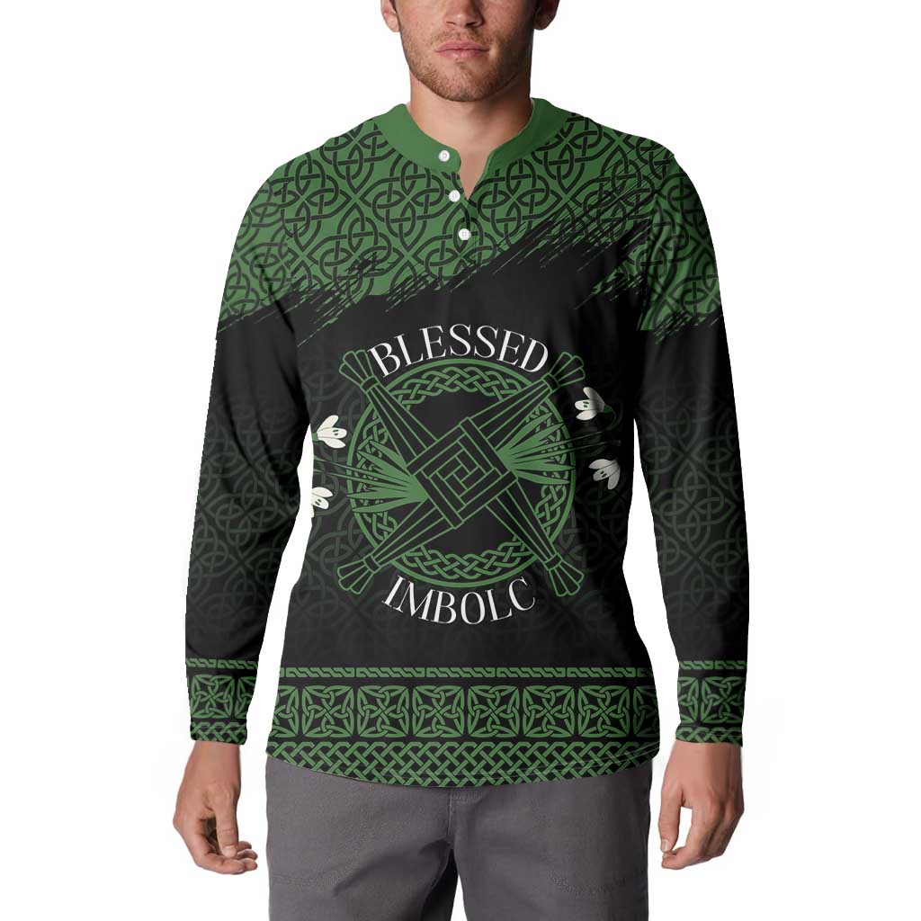 Personalized Imbolc Blessed Celtic Knot Button Sweatshirt Brigids Cross Symbol - Wonder Print Shop