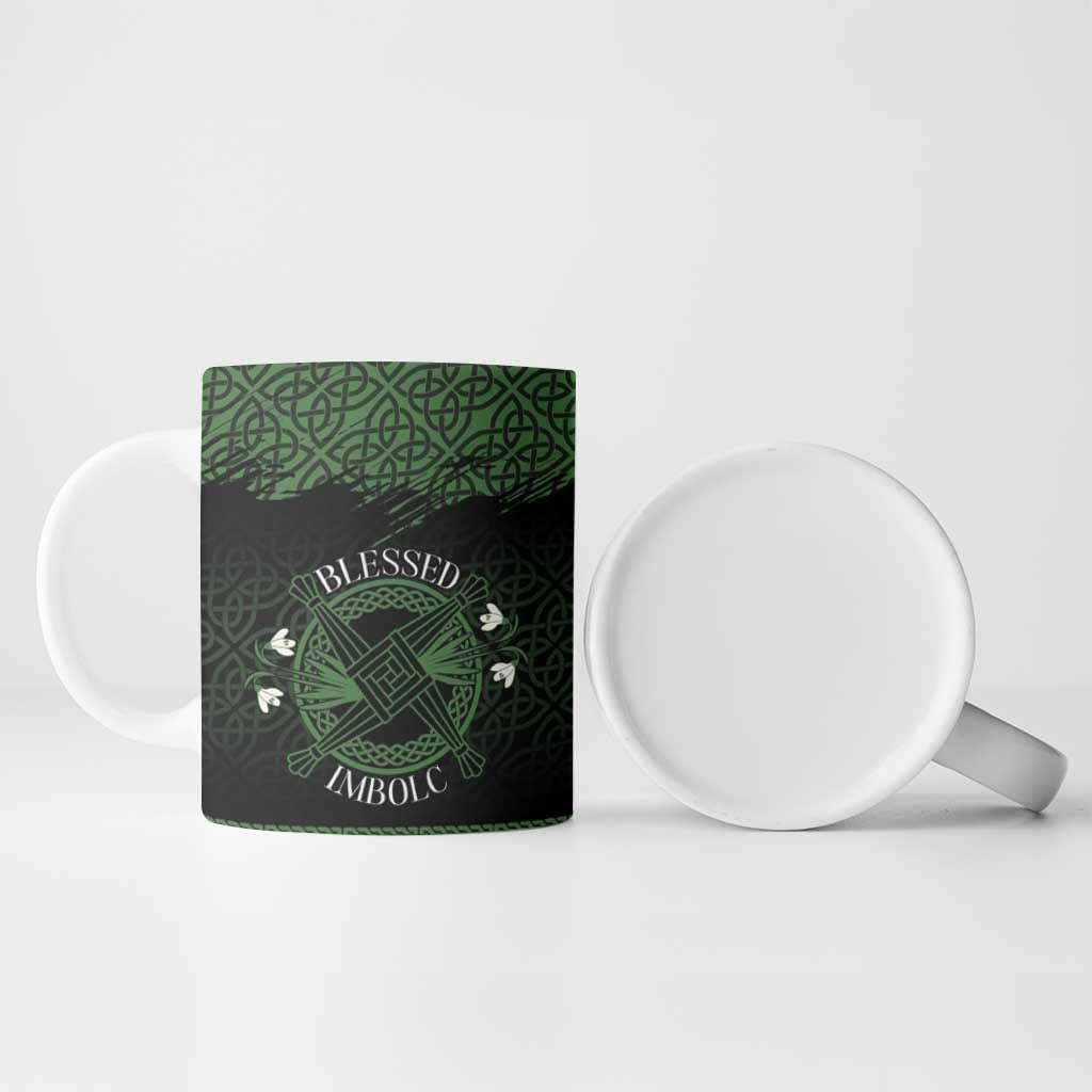 Personalized Imbolc Blessed Celtic Knot Ceramic Mug Brigids Cross Symbol - Wonder Print Shop