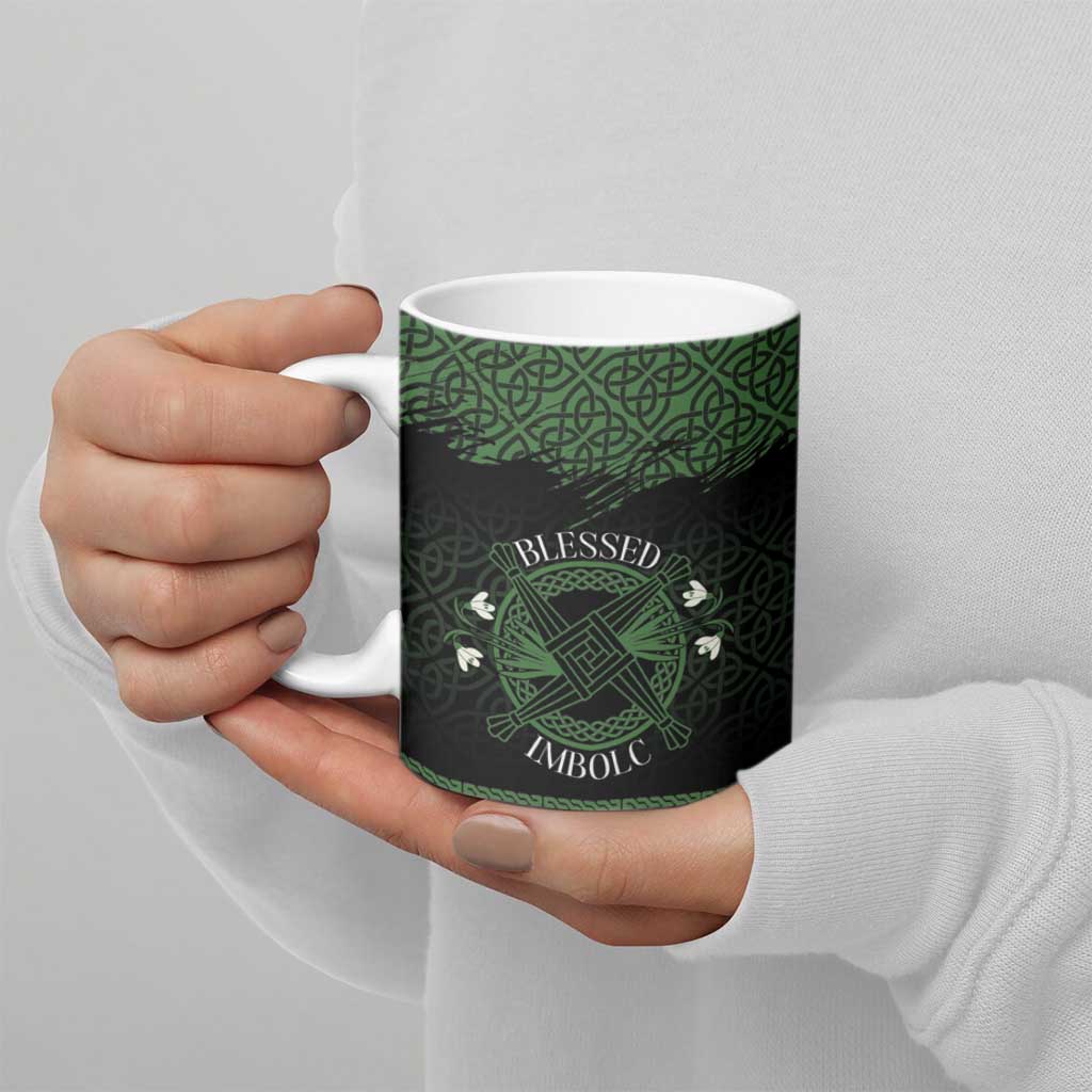 Personalized Imbolc Blessed Celtic Knot Ceramic Mug Brigids Cross Symbol - Wonder Print Shop