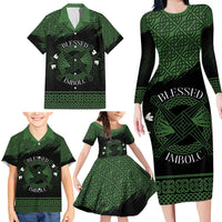 Personalized Imbolc Blessed Celtic Knot Family Matching Long Sleeve Bodycon Dress and Hawaiian Shirt Brigids Cross Symbol - Wonder Print Shop
