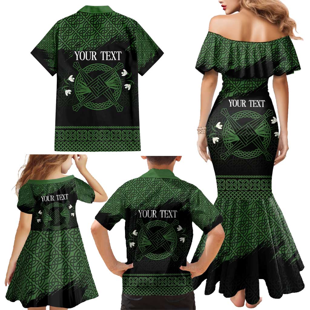 Personalized Imbolc Blessed Celtic Knot Family Matching Mermaid Dress and Hawaiian Shirt Brigids Cross Symbol - Wonder Print Shop