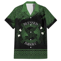 Personalized Imbolc Blessed Celtic Knot Family Matching Off The Shoulder Long Sleeve Dress and Hawaiian Shirt Brigids Cross Symbol - Wonder Print Shop