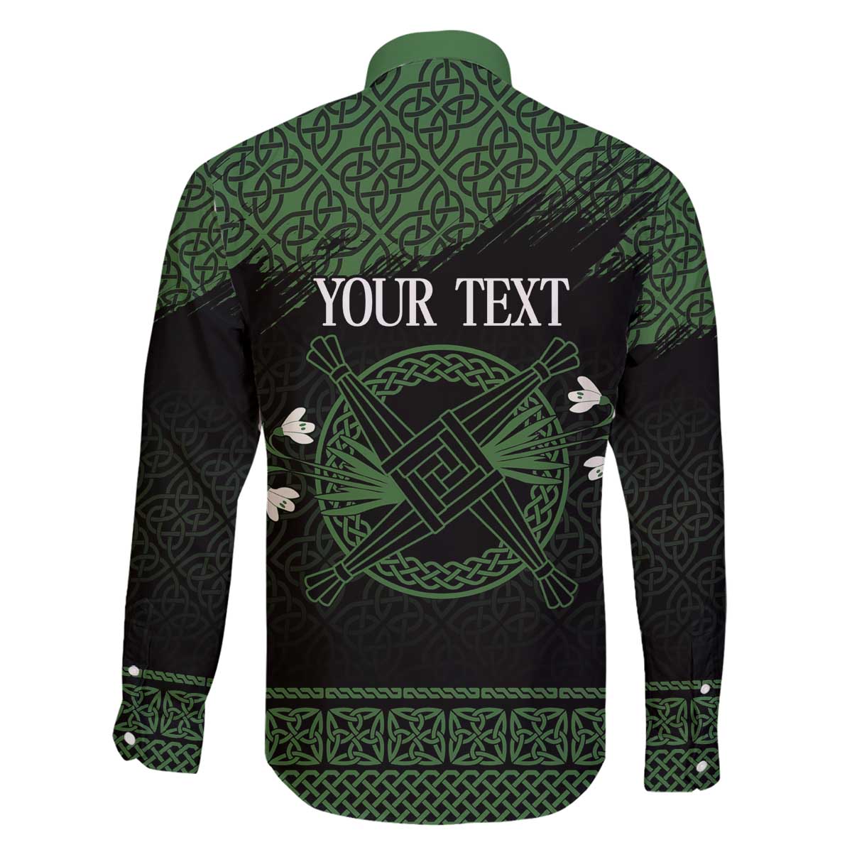 Personalized Imbolc Blessed Celtic Knot Family Matching Off The Shoulder Long Sleeve Dress and Hawaiian Shirt Brigids Cross Symbol - Wonder Print Shop