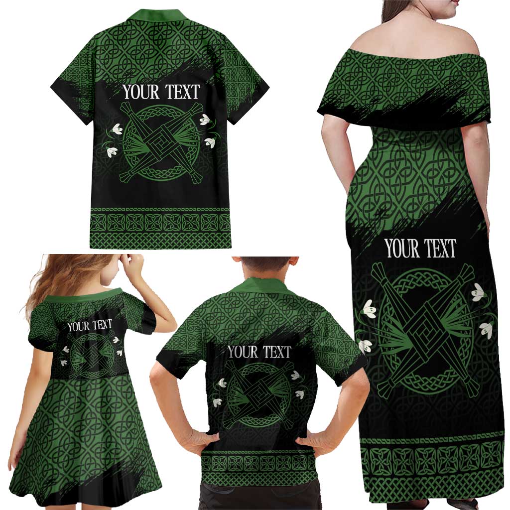 Personalized Imbolc Blessed Celtic Knot Family Matching Off Shoulder Maxi Dress and Hawaiian Shirt Brigids Cross Symbol - Wonder Print Shop
