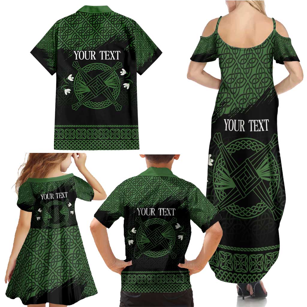 Personalized Imbolc Blessed Celtic Knot Family Matching Summer Maxi Dress and Hawaiian Shirt Brigids Cross Symbol - Wonder Print Shop