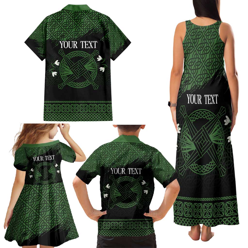 Personalized Imbolc Blessed Celtic Knot Family Matching Tank Maxi Dress and Hawaiian Shirt Brigids Cross Symbol - Wonder Print Shop