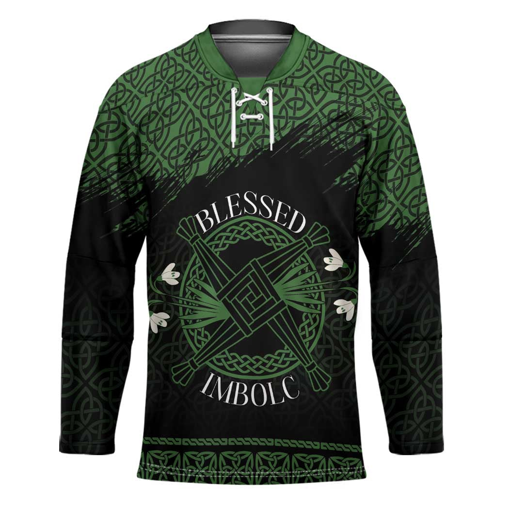Personalized Imbolc Blessed Celtic Knot Hockey Jersey Brigids Cross Symbol - Wonder Print Shop