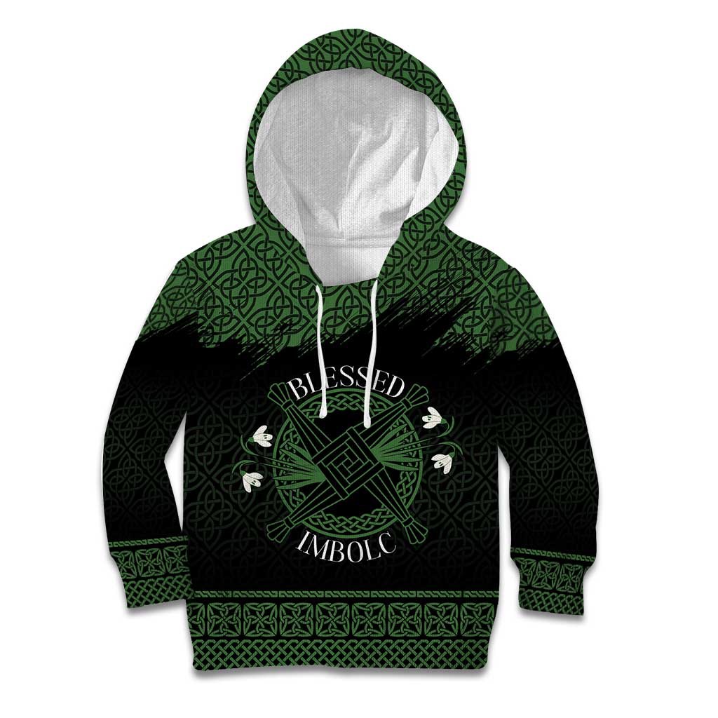Personalized Imbolc Blessed Celtic Knot Kid Hoodie Brigids Cross Symbol - Wonder Print Shop