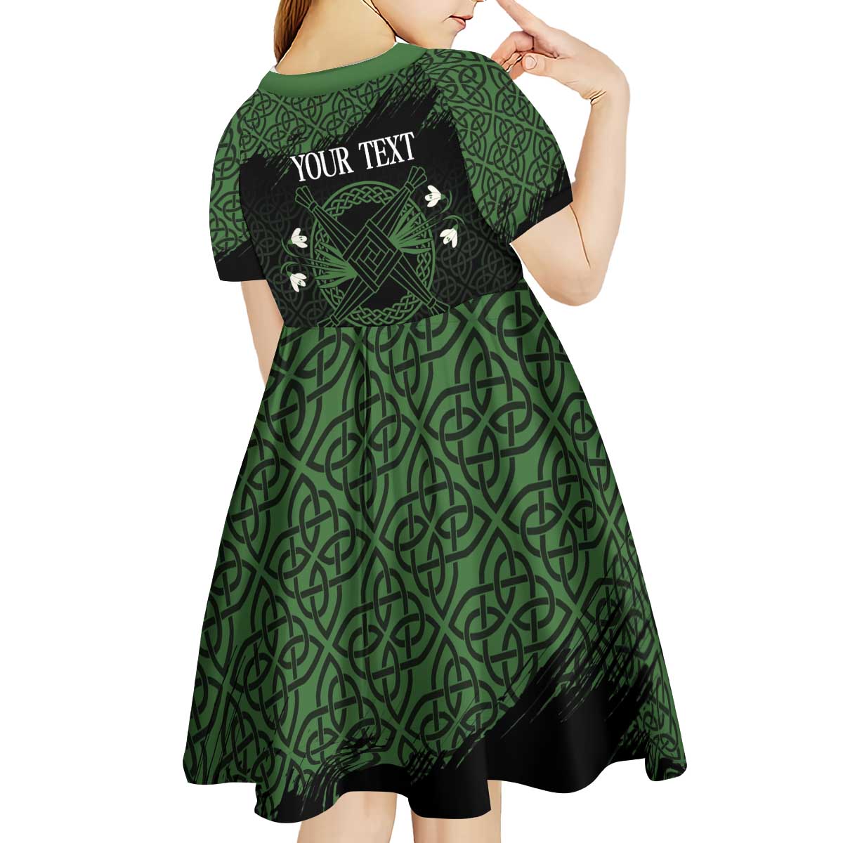 Personalized Imbolc Blessed Celtic Knot Kid Short Sleeve Dress Brigids Cross Symbol - Wonder Print Shop