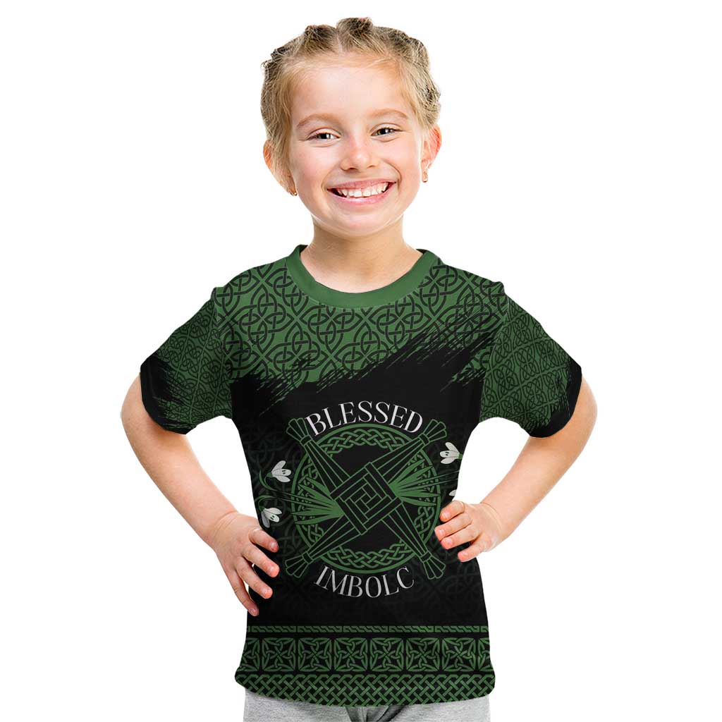 Personalized Imbolc Blessed Celtic Knot Kid T Shirt Brigids Cross Symbol - Wonder Print Shop