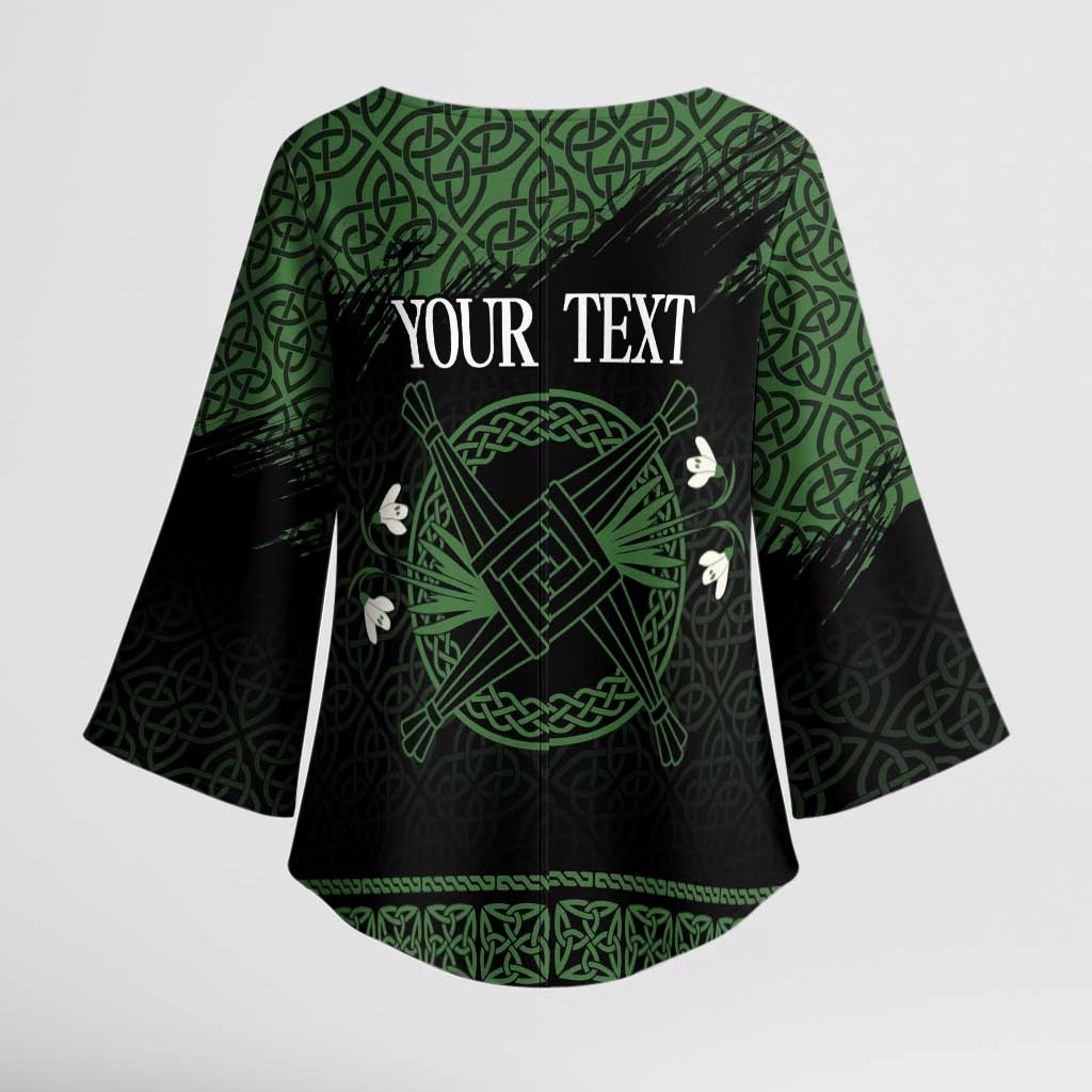 Personalized Imbolc Blessed Celtic Knot Kimono Sleeve Blouse Brigids Cross Symbol - Wonder Print Shop
