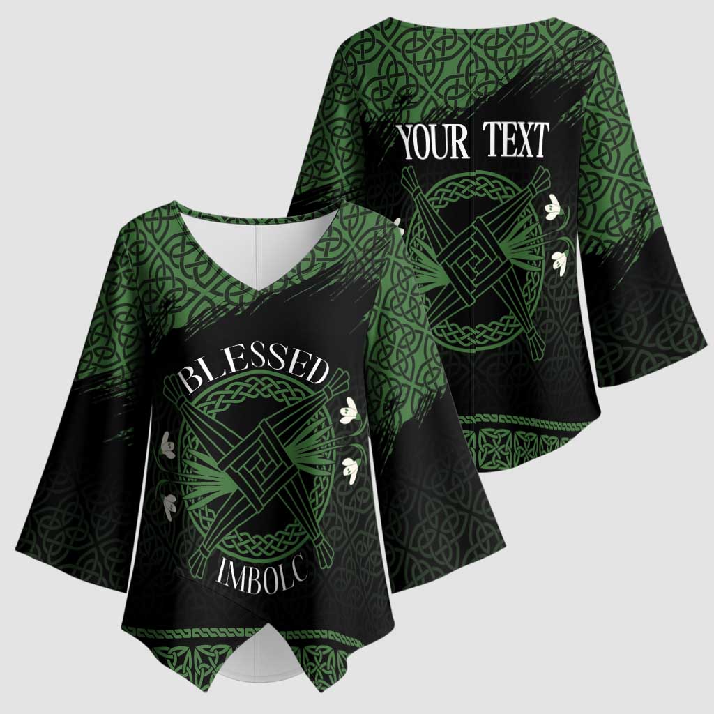 Personalized Imbolc Blessed Celtic Knot Kimono Sleeve Blouse Brigids Cross Symbol - Wonder Print Shop
