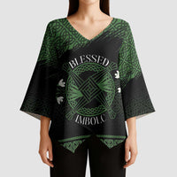 Personalized Imbolc Blessed Celtic Knot Kimono Sleeve Blouse Brigids Cross Symbol - Wonder Print Shop