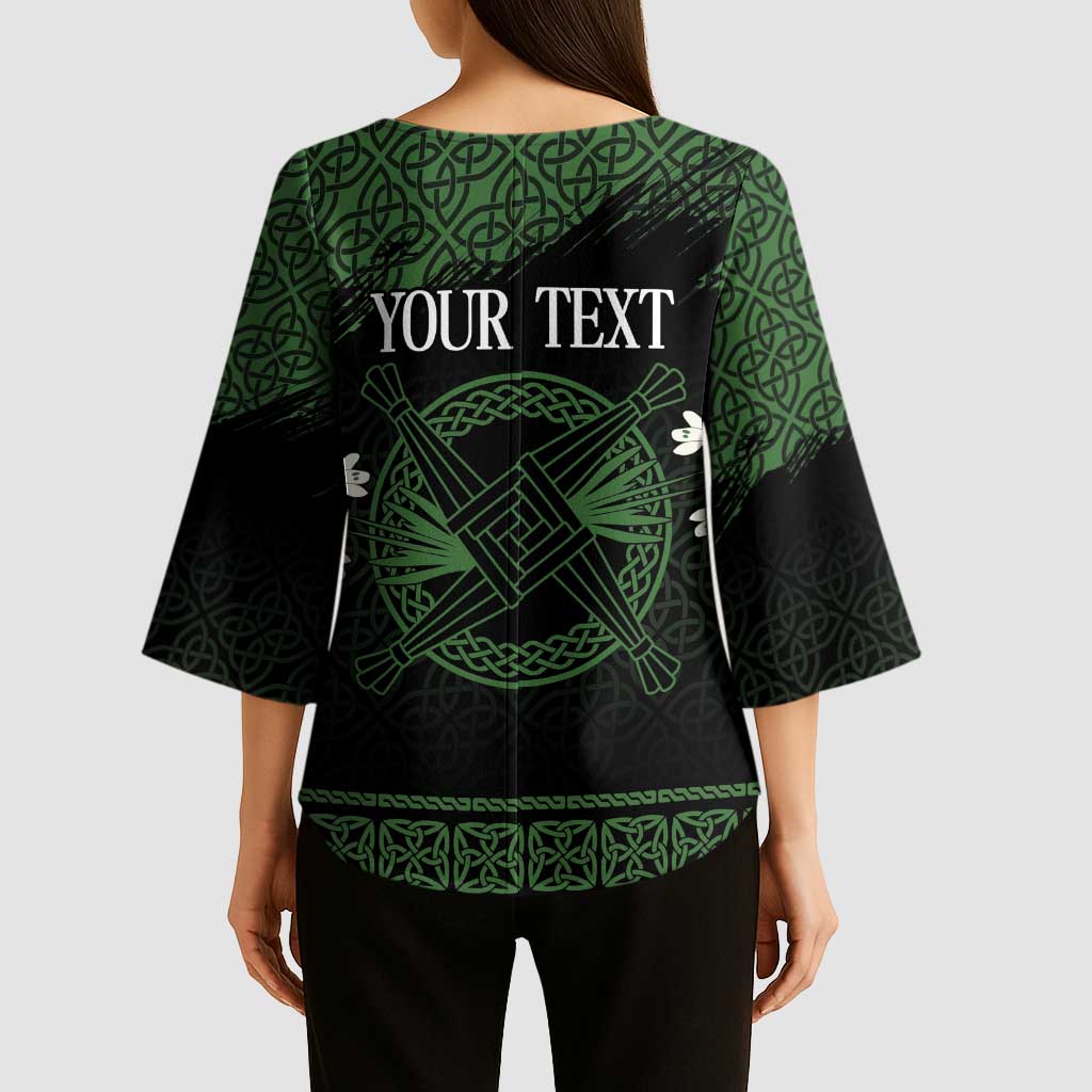 Personalized Imbolc Blessed Celtic Knot Kimono Sleeve Blouse Brigids Cross Symbol - Wonder Print Shop