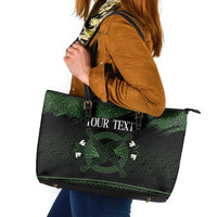 Personalized Imbolc Blessed Celtic Knot Leather Tote Bag Brigids Cross Symbol - Wonder Print Shop