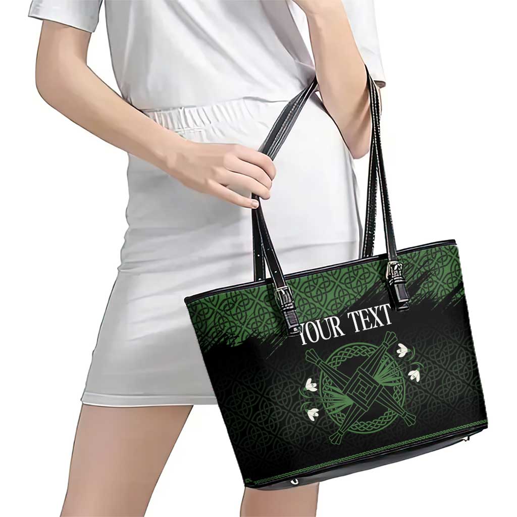 Personalized Imbolc Blessed Celtic Knot Leather Tote Bag Brigids Cross Symbol - Wonder Print Shop