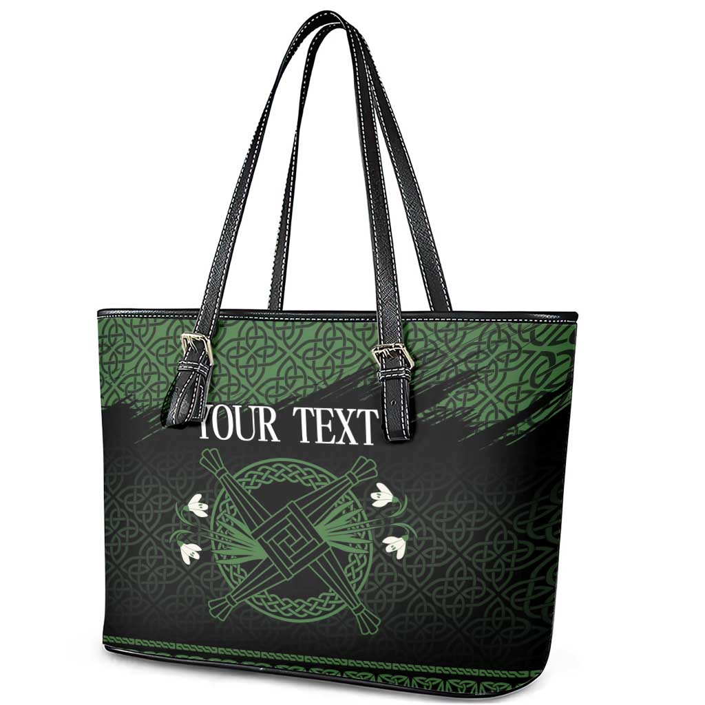 Personalized Imbolc Blessed Celtic Knot Leather Tote Bag Brigids Cross Symbol - Wonder Print Shop