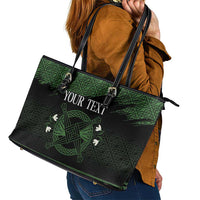 Personalized Imbolc Blessed Celtic Knot Leather Tote Bag Brigids Cross Symbol - Wonder Print Shop