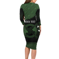 Personalized Imbolc Blessed Celtic Knot Long Sleeve Bodycon Dress Brigids Cross Symbol - Wonder Print Shop
