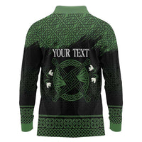 Personalized Imbolc Blessed Celtic Knot Long Sleeve Polo Shirt Brigids Cross Symbol - Wonder Print Shop