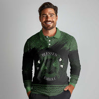 Personalized Imbolc Blessed Celtic Knot Long Sleeve Polo Shirt Brigids Cross Symbol - Wonder Print Shop