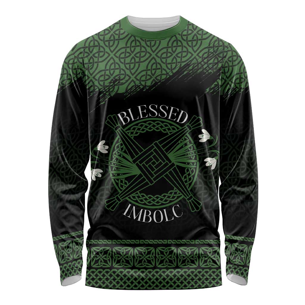 Personalized Imbolc Blessed Celtic Knot Long Sleeve Shirt Brigids Cross Symbol - Wonder Print Shop
