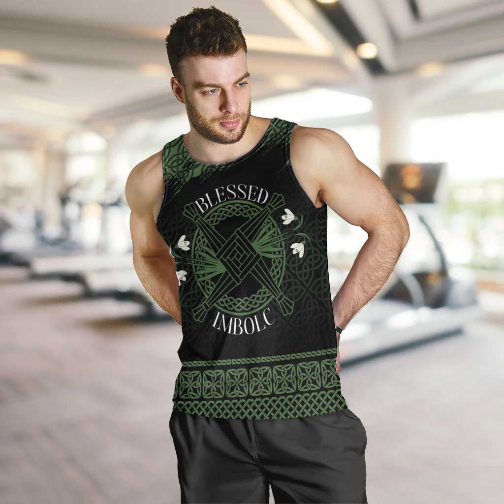 Personalized Imbolc Blessed Celtic Knot Men Tank Top Brigids Cross Symbol - Wonder Print Shop