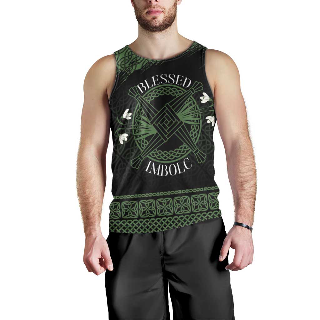 Personalized Imbolc Blessed Celtic Knot Men Tank Top Brigids Cross Symbol - Wonder Print Shop