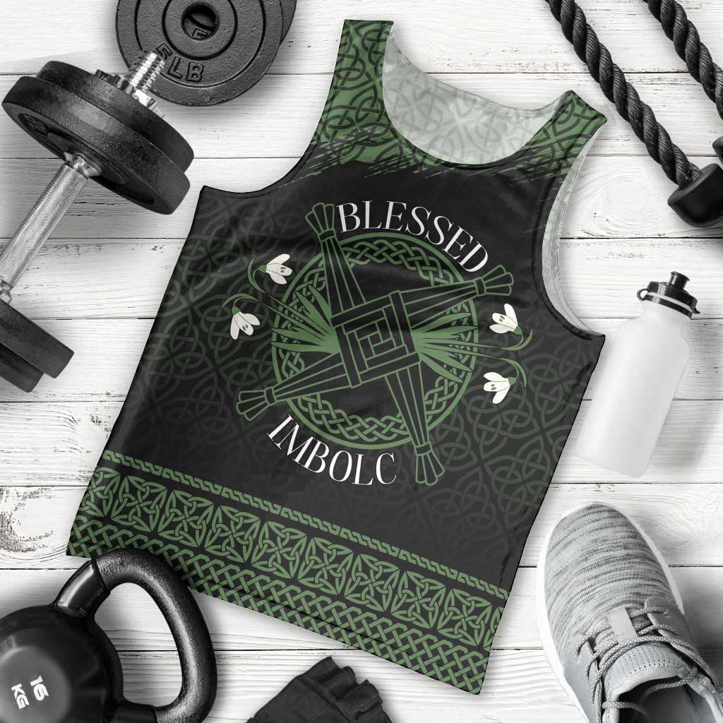 Personalized Imbolc Blessed Celtic Knot Men Tank Top Brigids Cross Symbol - Wonder Print Shop