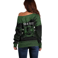 Personalized Imbolc Blessed Celtic Knot Off Shoulder Sweater Brigids Cross Symbol - Wonder Print Shop