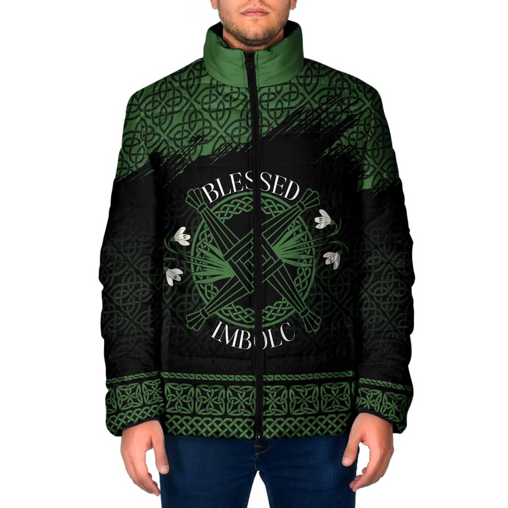 Personalized Imbolc Blessed Celtic Knot Padded Jacket Brigids Cross Symbol - Wonder Print Shop