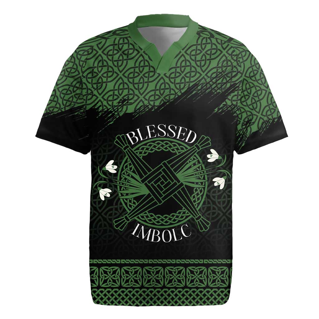 Personalized Imbolc Blessed Celtic Knot Rugby Jersey Brigids Cross Symbol - Wonder Print Shop