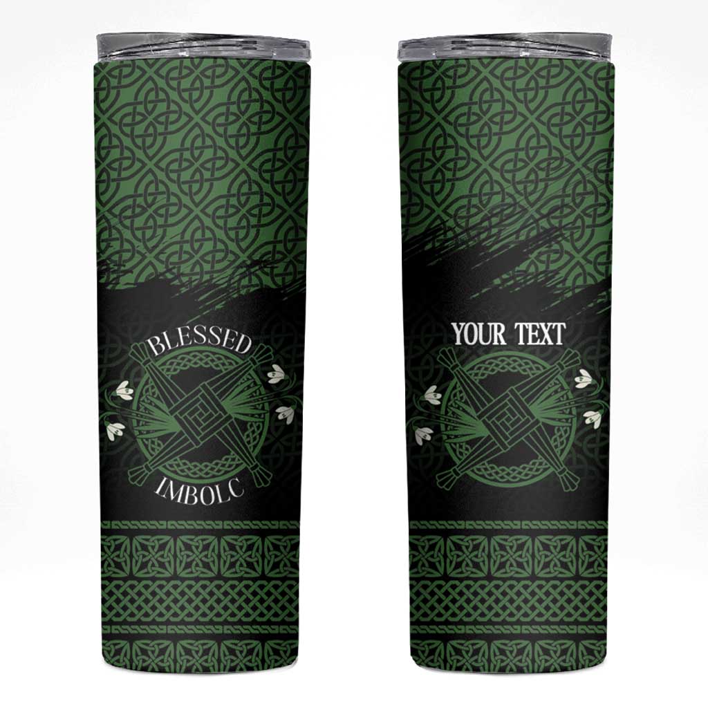 Personalized Imbolc Blessed Celtic Knot Skinny Tumbler Brigids Cross Symbol - Wonder Print Shop