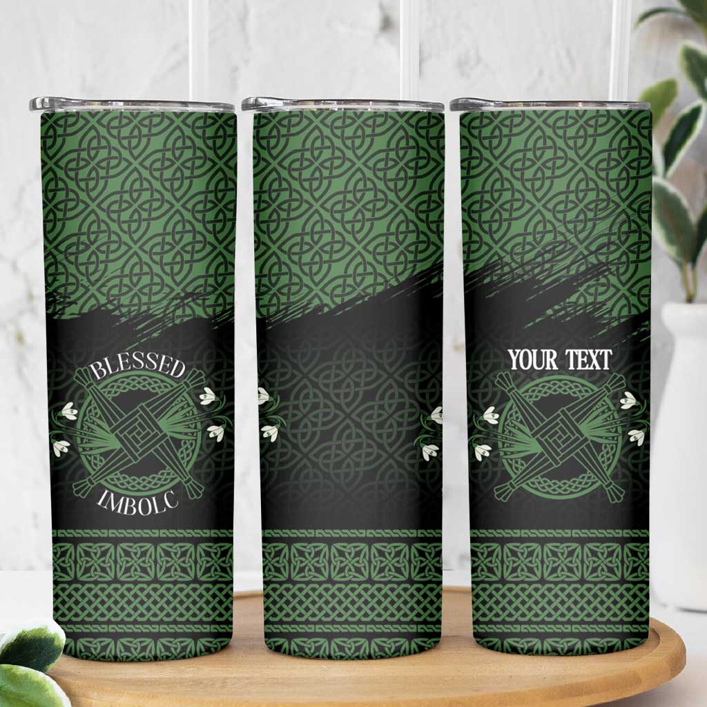 Personalized Imbolc Blessed Celtic Knot Skinny Tumbler Brigids Cross Symbol - Wonder Print Shop