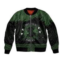 Personalized Imbolc Blessed Celtic Knot Sleeve Zip Bomber Jacket Brigids Cross Symbol - Wonder Print Shop