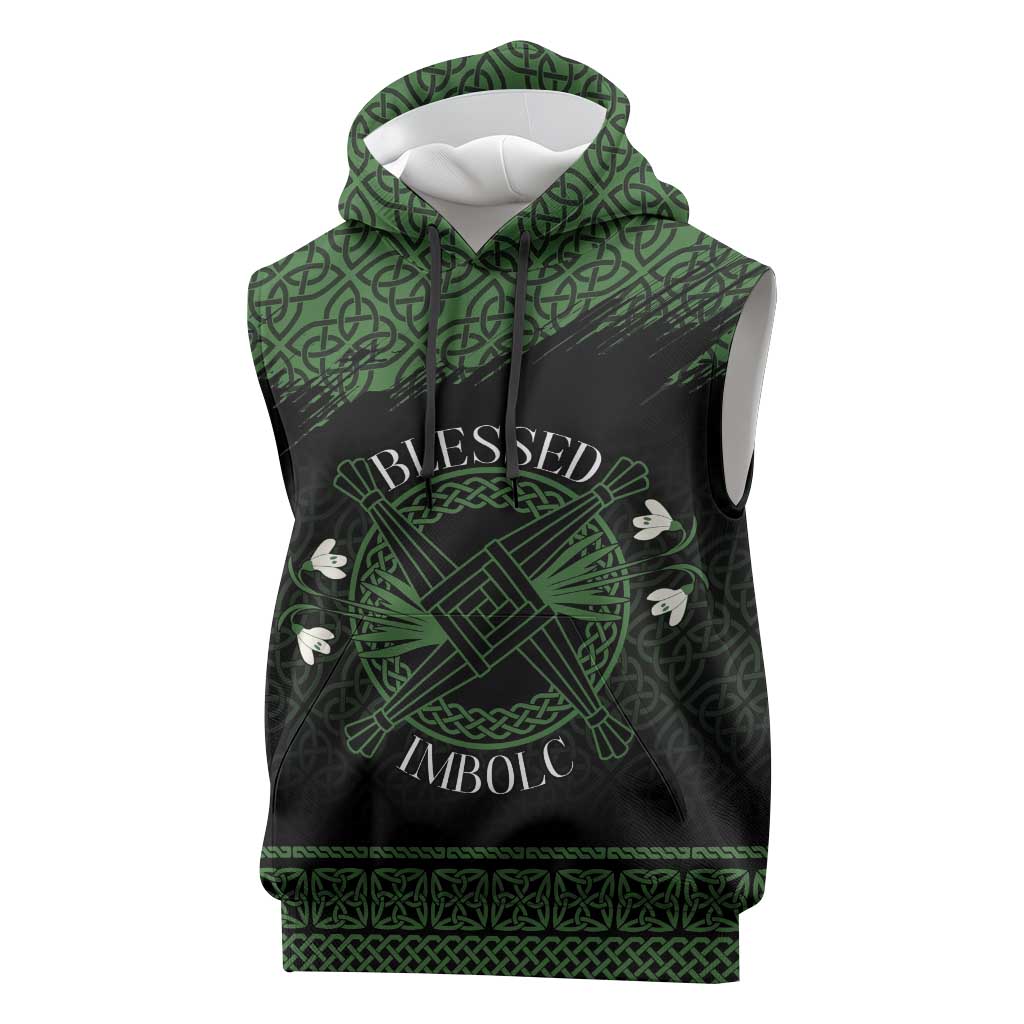 Personalized Imbolc Blessed Celtic Knot Sleeveless Hoodie Brigids Cross Symbol - Wonder Print Shop